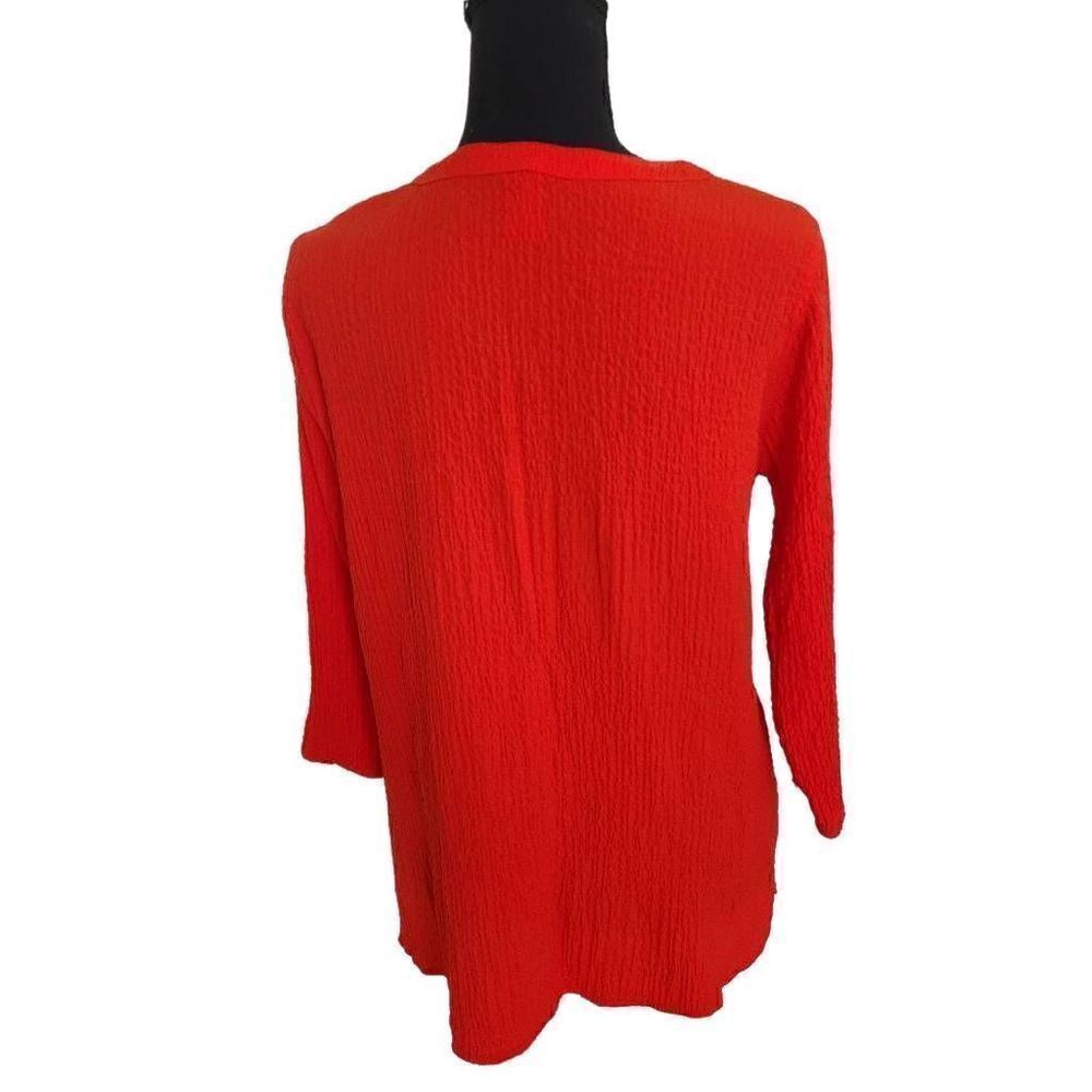 Multiples Womens Red Button Front Long Sleeve Blo… - image 4